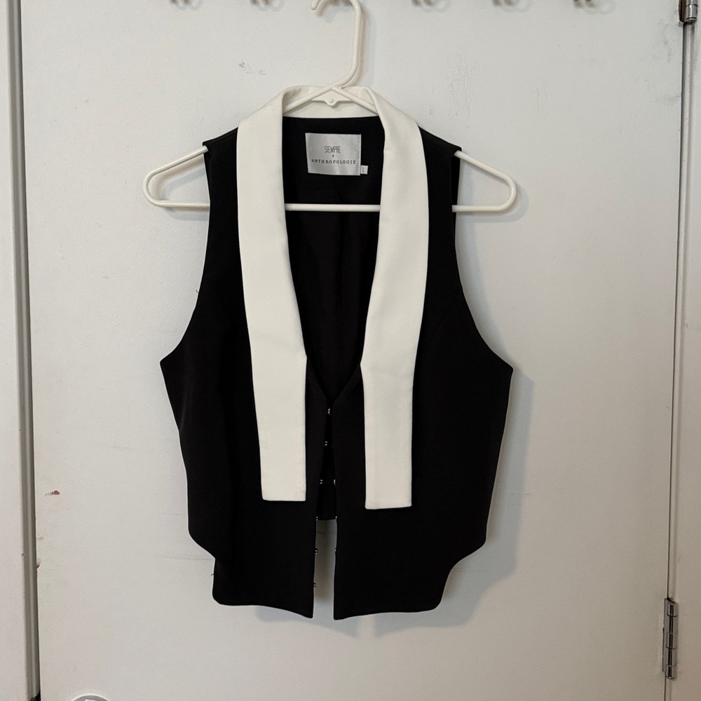 Anthropologie Black and White Panel Vest